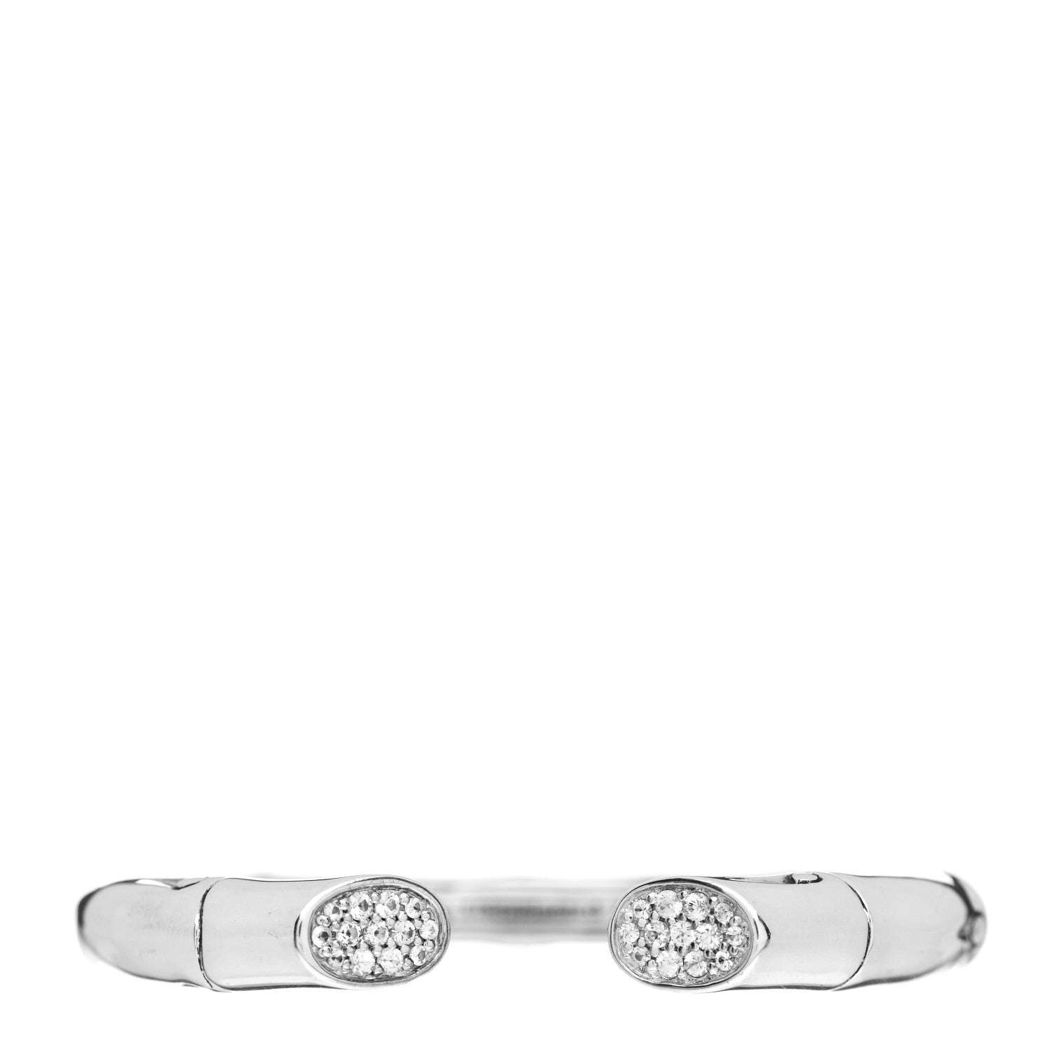 John Hardy Sterling Silver White Sapphire Bamboo Kick Cuff Bracelet 1 of 4