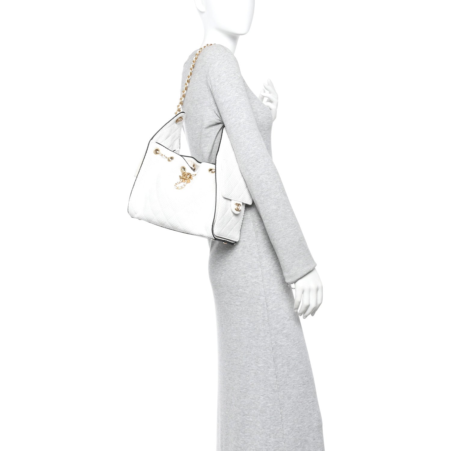 Chanel Braided Raffia Calfskin Quilted Small Chanel 25 Handbag White Black 2 of 10