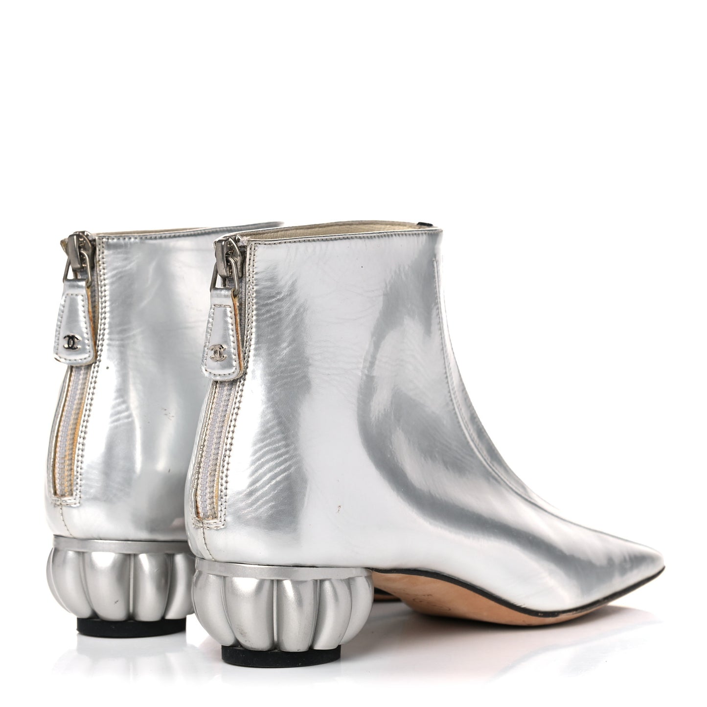 Metallic Patent CC Short Boots 36.5 Silver