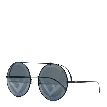 Fendi Metal F is Fendi Printed Run Away Round Frame Sunglasses FF 0285/S Black 1 of 7