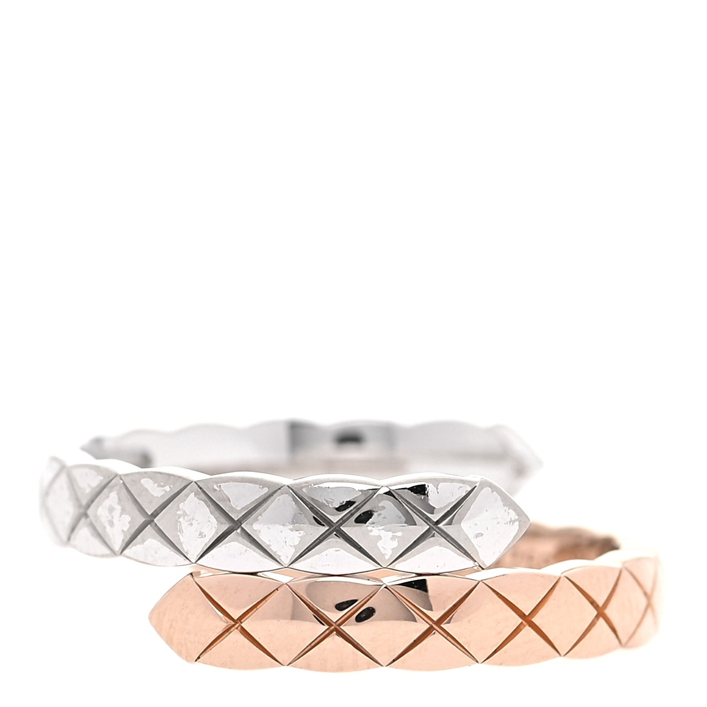 18K White Beige Gold Diamond Coco Crush Toi et Moi Ring 54 7