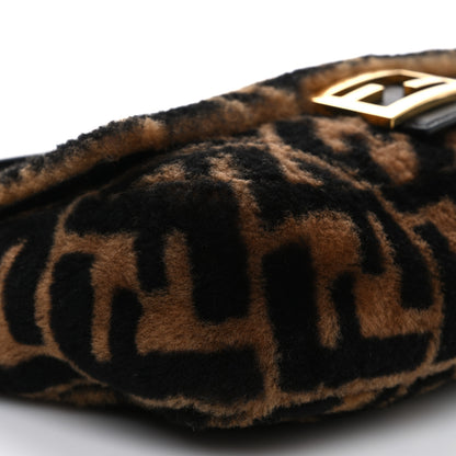 Fendi Shearling Vitello Dolce Macro FF 1974 Baguette Tobacco Black 9 of 10