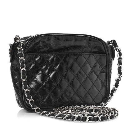 Chanel Glazed Crackled Calfskin Quilted CC Crossbody Black 3 of 10