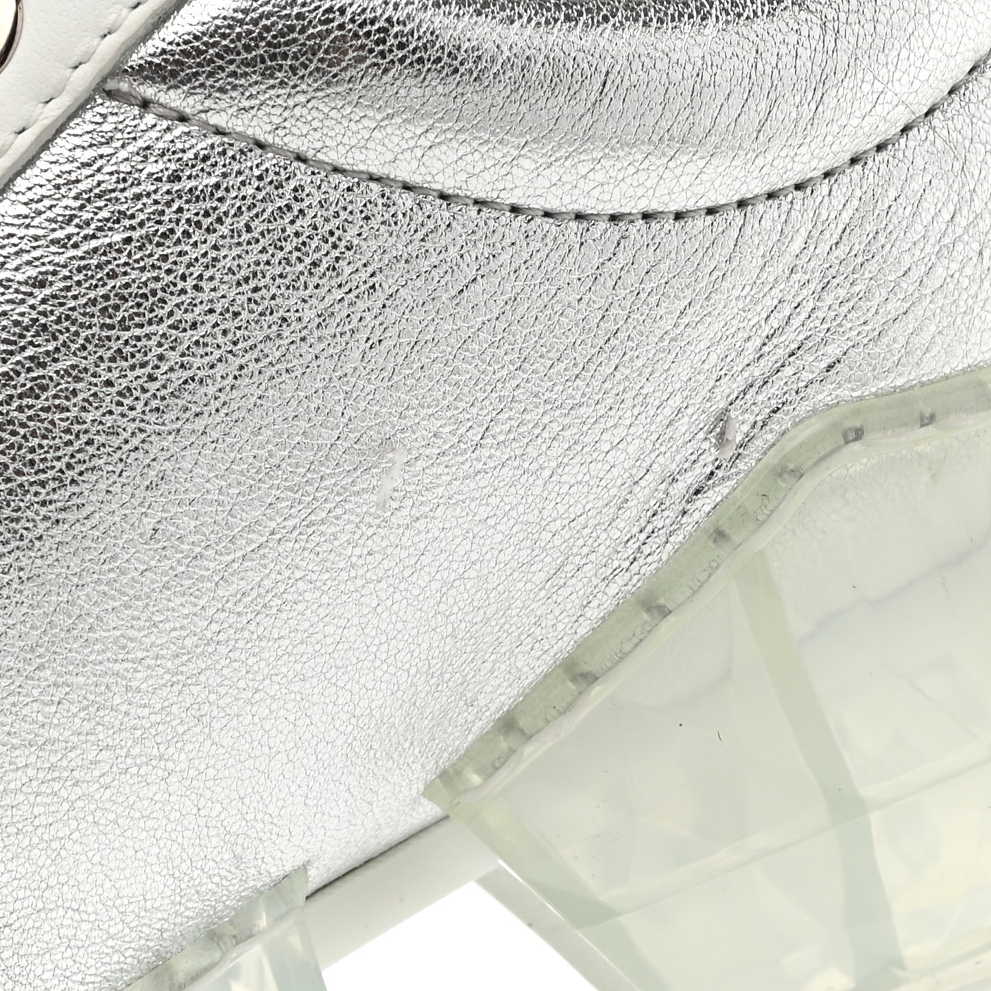 Metallic Calfskin Womens Diamond F Low Top Sneaker 40 White Silver