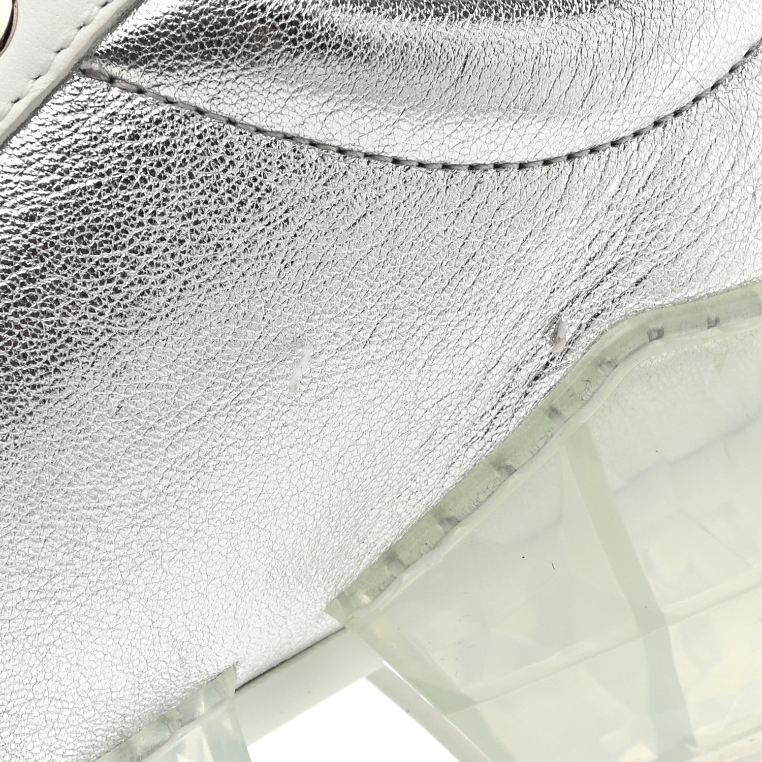 Jimmy Choo Metallic Calfskin Womens Diamond F Low Top Sneaker 40 White Silver 9 of 10