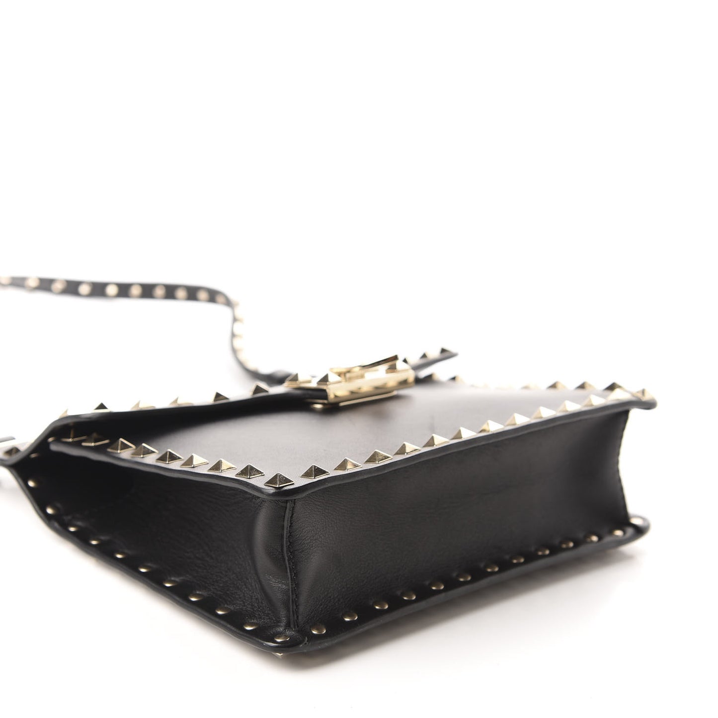 Calfskin Rockstud Crossbody Messenger Bag Black