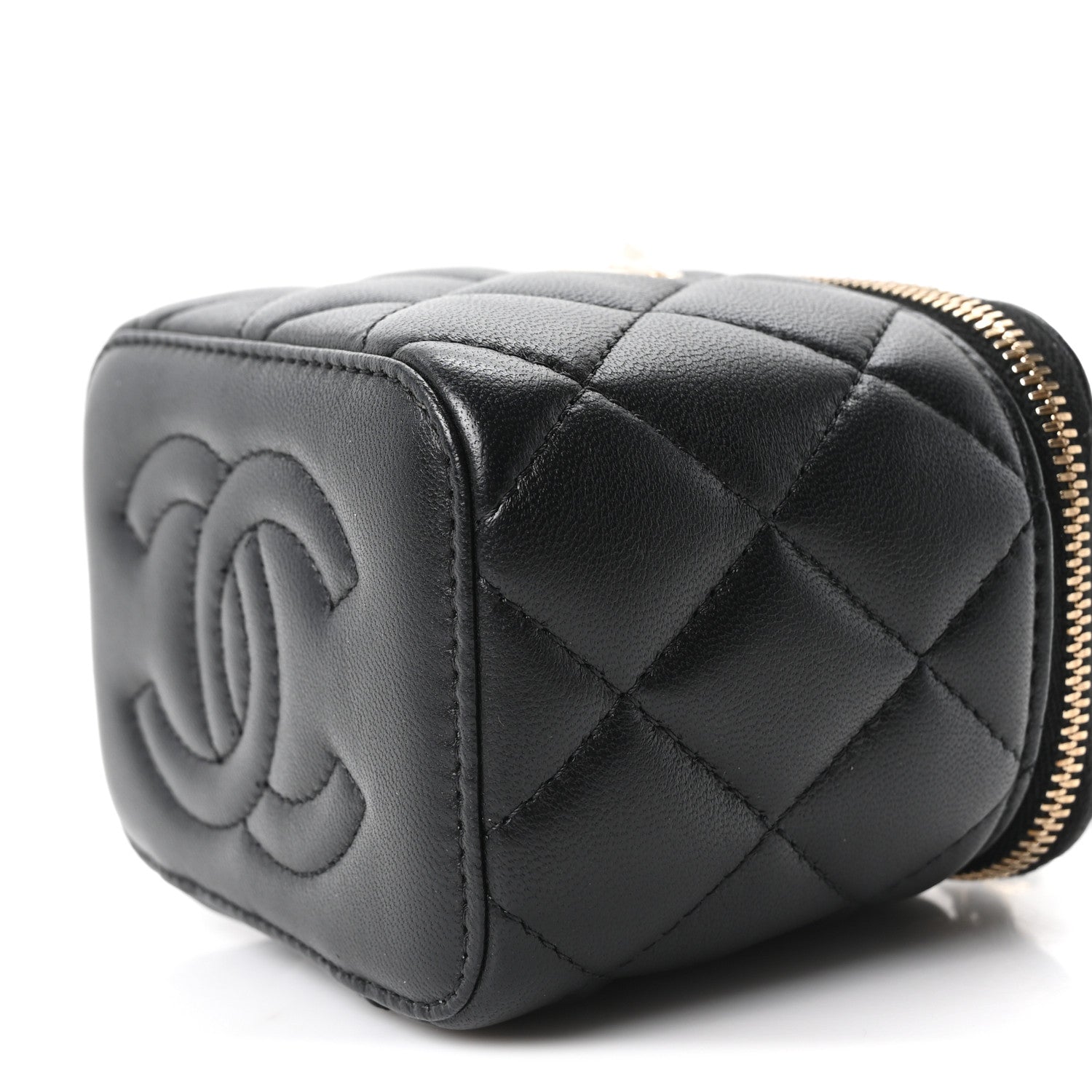 Chanel Lambskin Quilted Mini Enamel CC Pearl Crush Vanity Case With Chain  Black 10 of 10