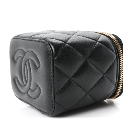 Chanel Lambskin Quilted Mini Enamel CC Pearl Crush Vanity Case With Chain  Black 10 of 10