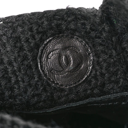 Chanel Calfskin Knit CC Short Boots 37 Black 9 of 11