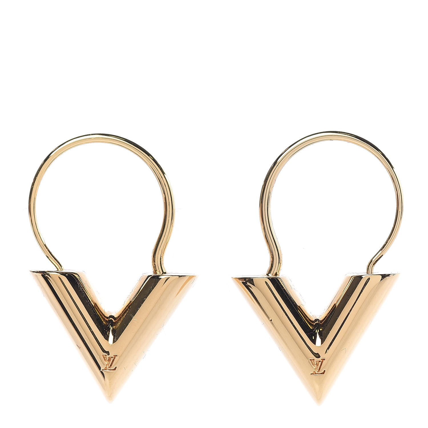 Louis Vuitton Brass Essential V Hoop Earrings Gold 1 of 8