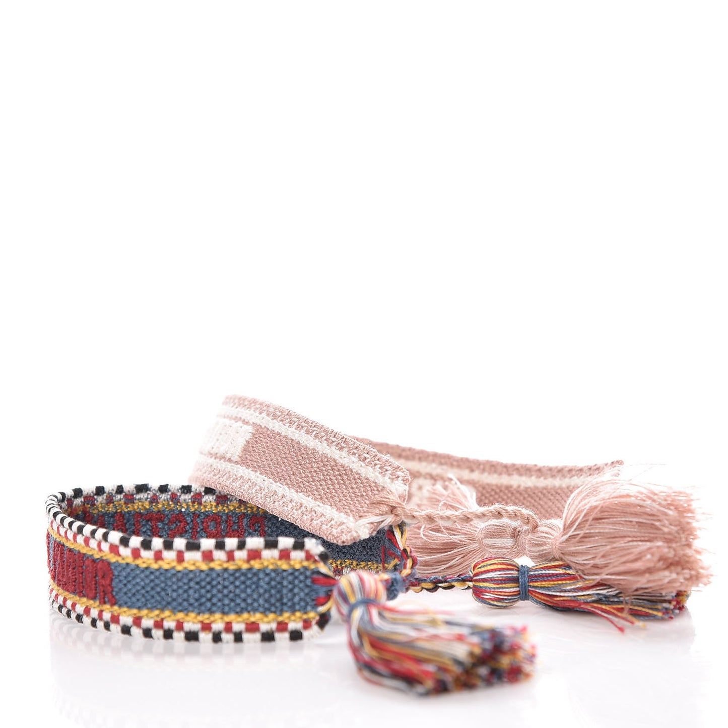 Woven Cotton J'Adior Friendship Bracelet Set Blue Nude