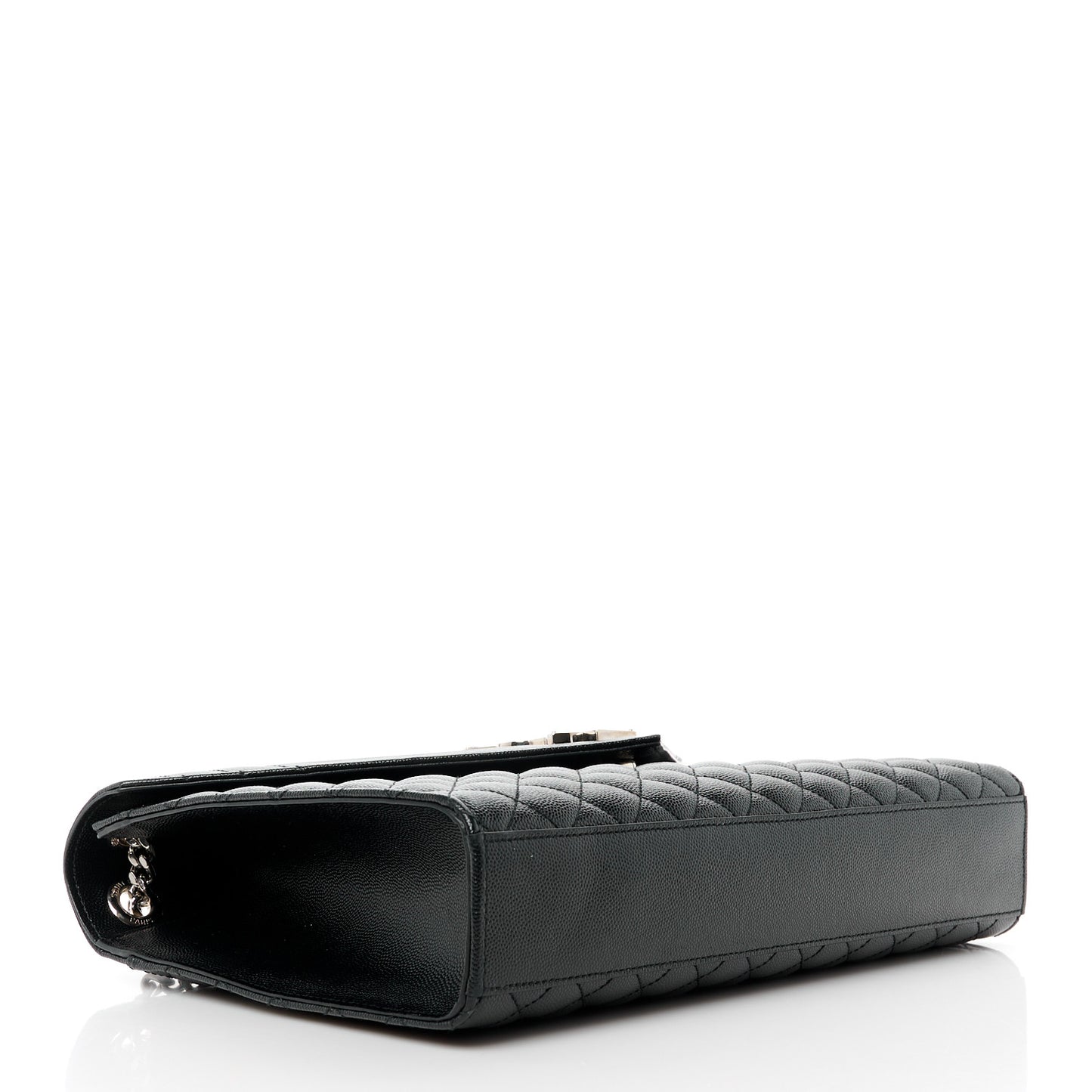 Grain De Poudre Textured Mixed Matelasse Large Triquilt Monogram Satchel Black