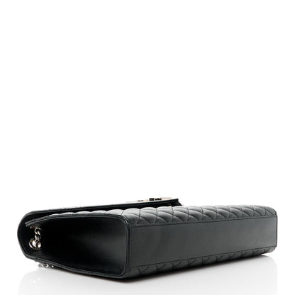 Saint Laurent Grain De Poudre Textured Mixed Matelasse Large Triquilt Monogram Satchel Black 4 of 11
