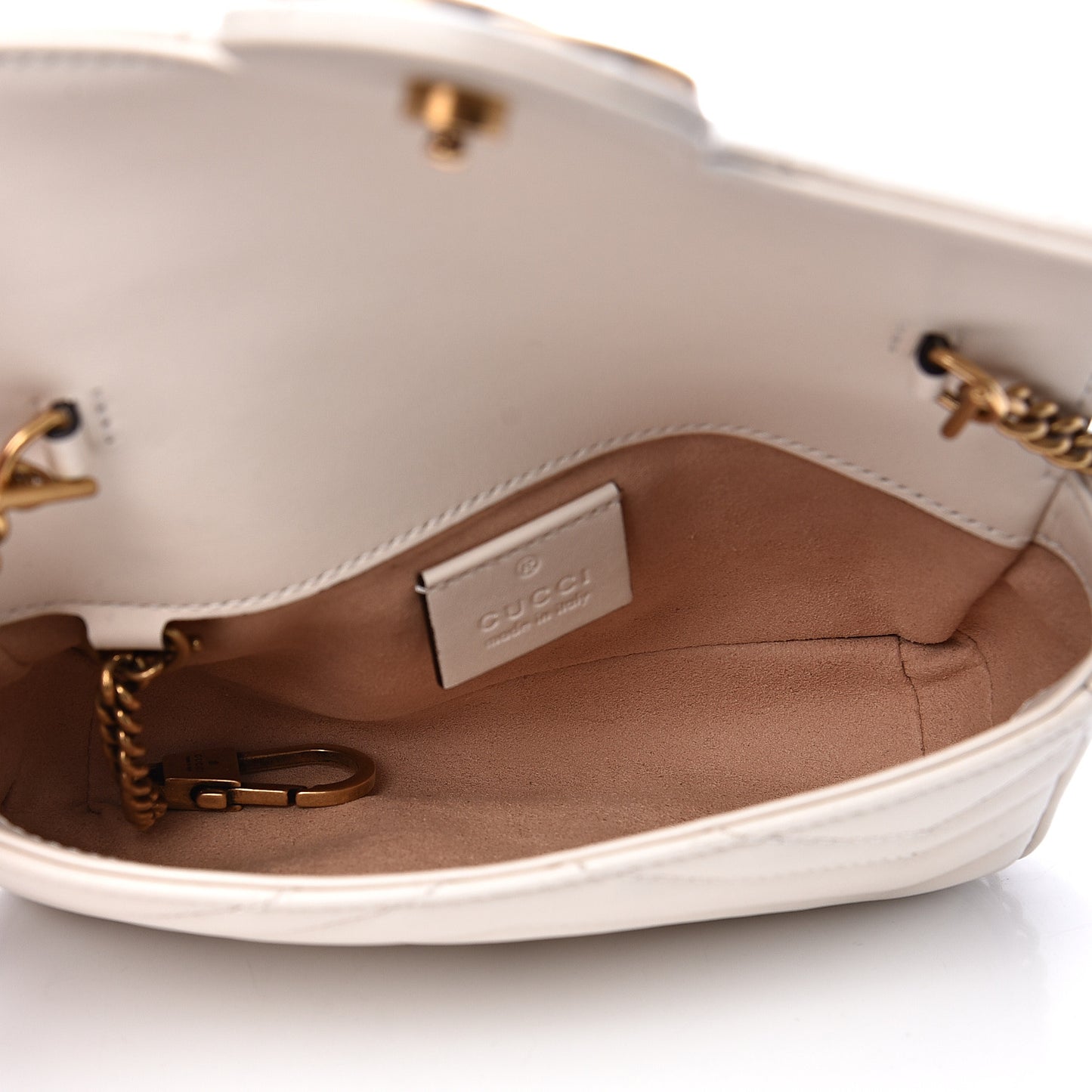 Calfskin Matelasse Super Mini GG Marmont Shoulder Bag White