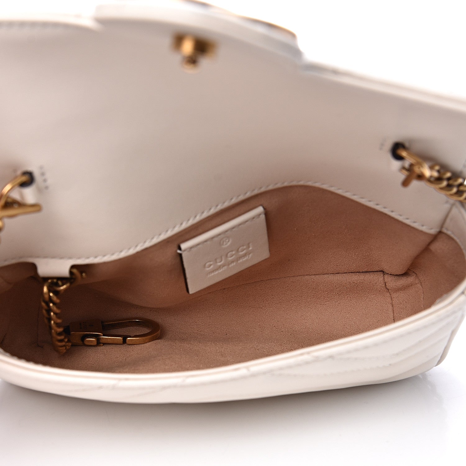 Gucci Calfskin Matelasse Super Mini GG Marmont Shoulder Bag White 4 of 11