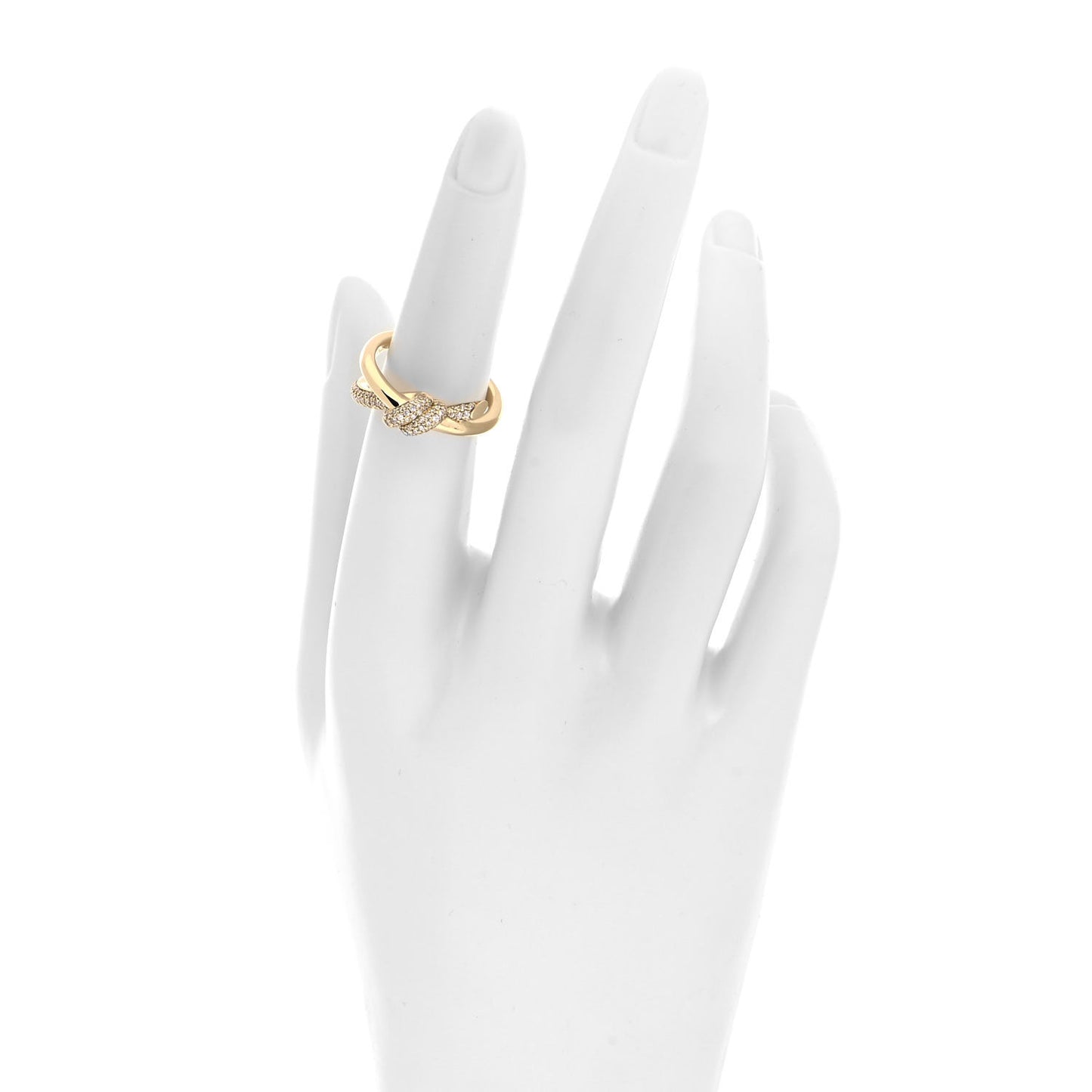 18K Yellow Gold Diamond Knot Double Row Ring 51 5.75