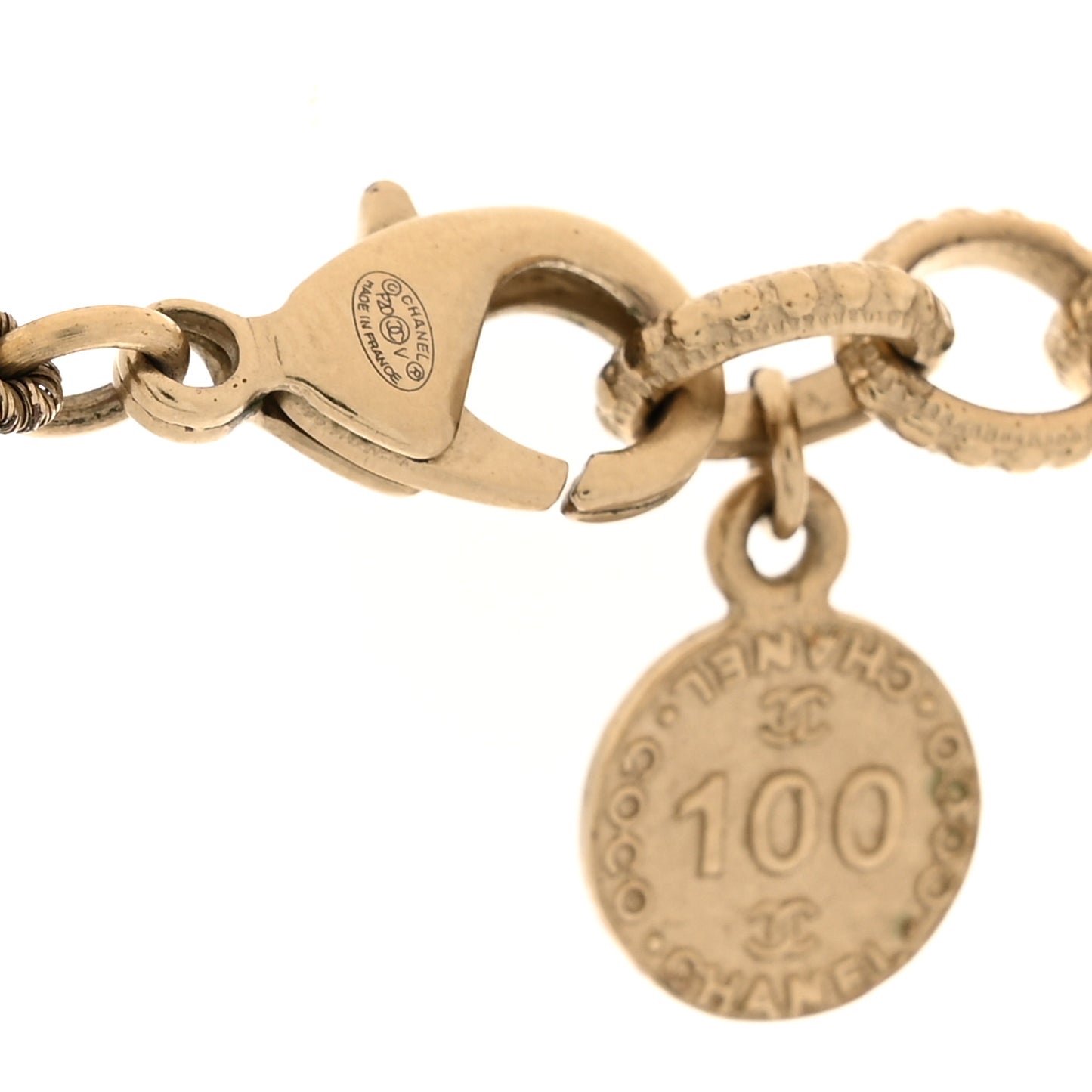 Pearl CC 100th Anniversary Necklace Light Gold