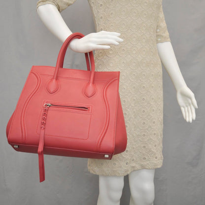 Celine Supple Calfskin Medium Phantom Luggage Vermillion 2 of 10