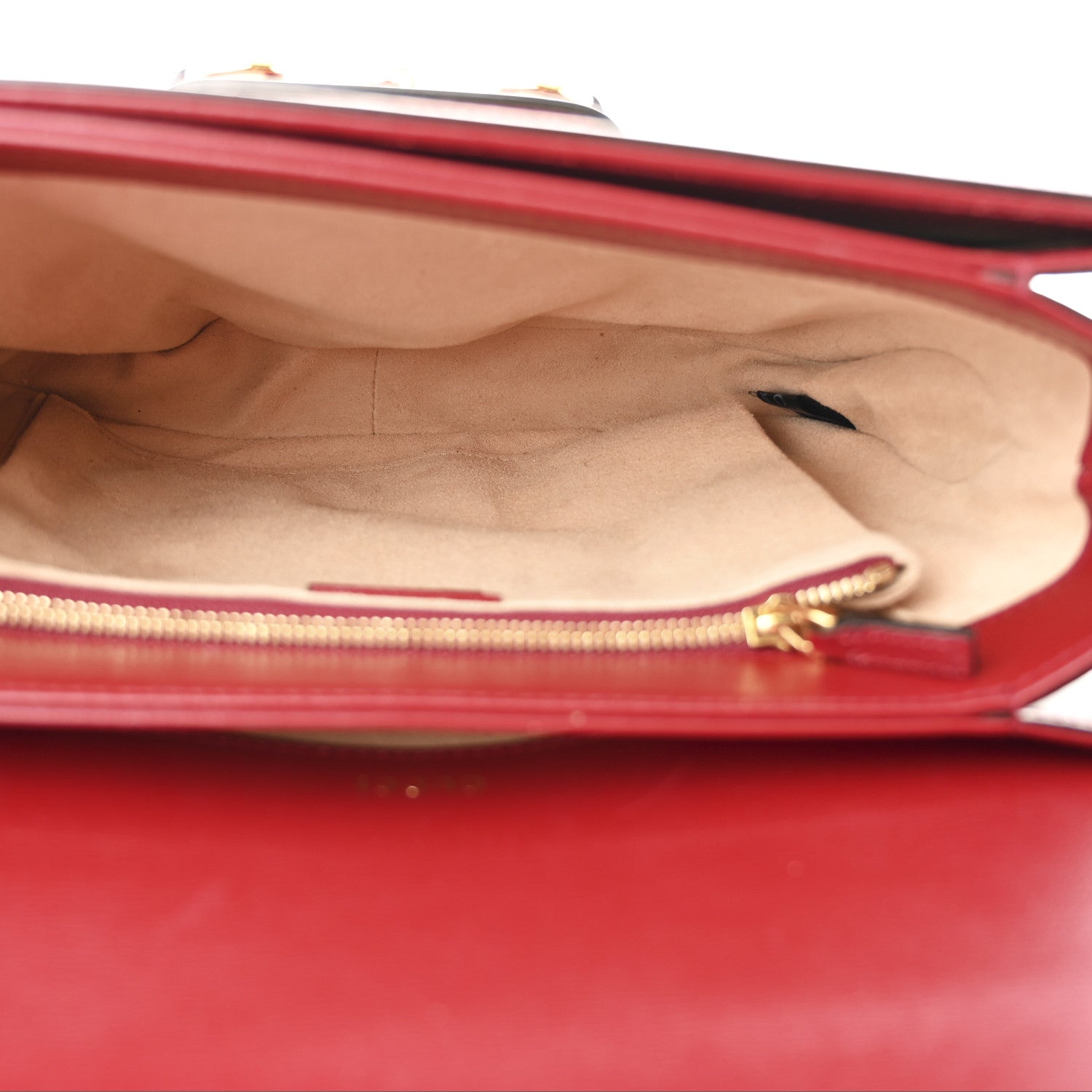 Gucci GG Supreme Monogram Azalea Calfskin Horsebit 1955 Shoulder Bag Beige Ebony New Cherry Red 5 of 10