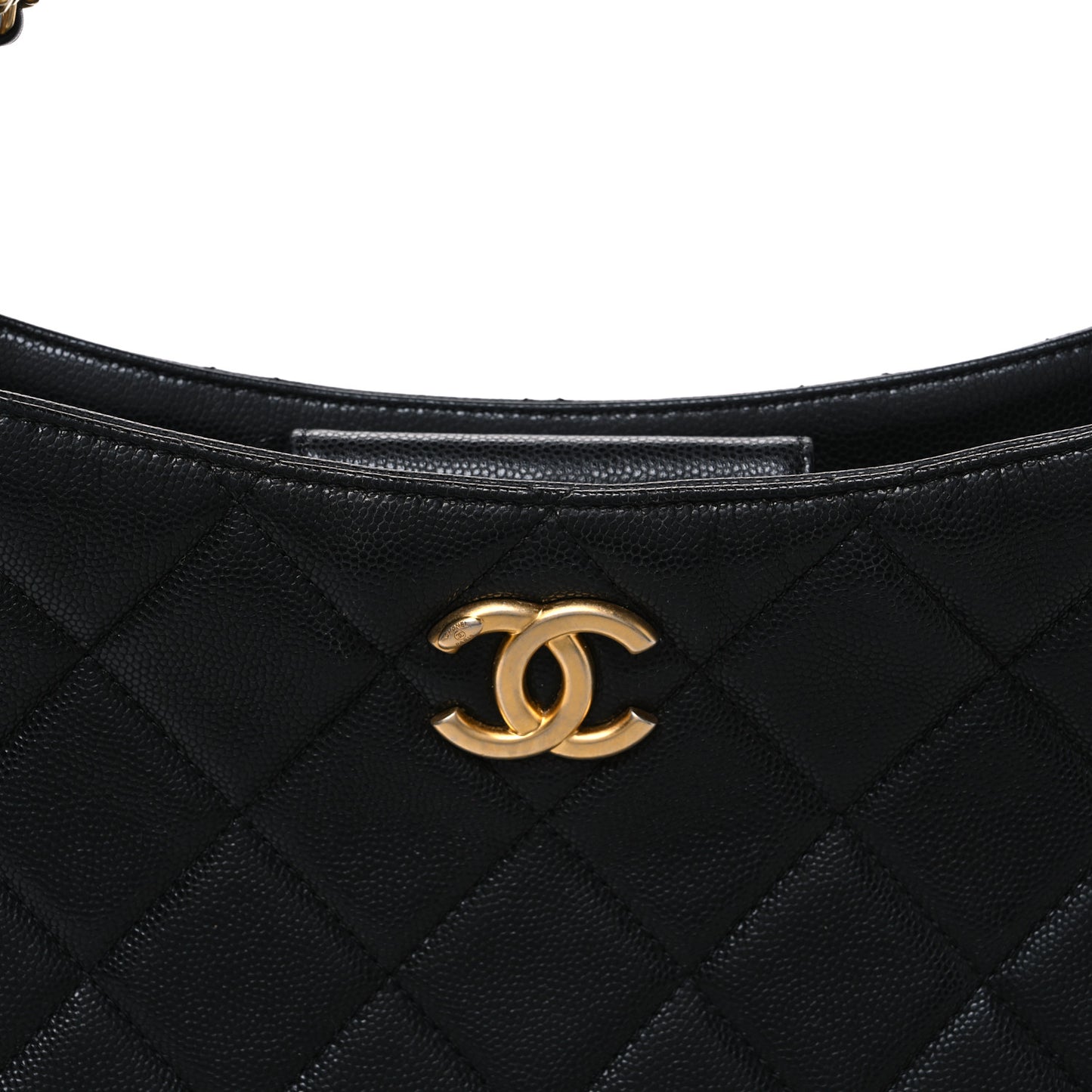 Caviar Quilted Triple Chain Hobo Black