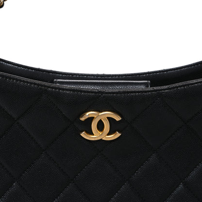 Chanel Caviar Quilted Triple Chain Hobo Black 8 of 10