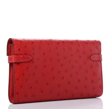 Hermes Ostrich Kelly Longue Wallet Rouge Vif 2 of 7