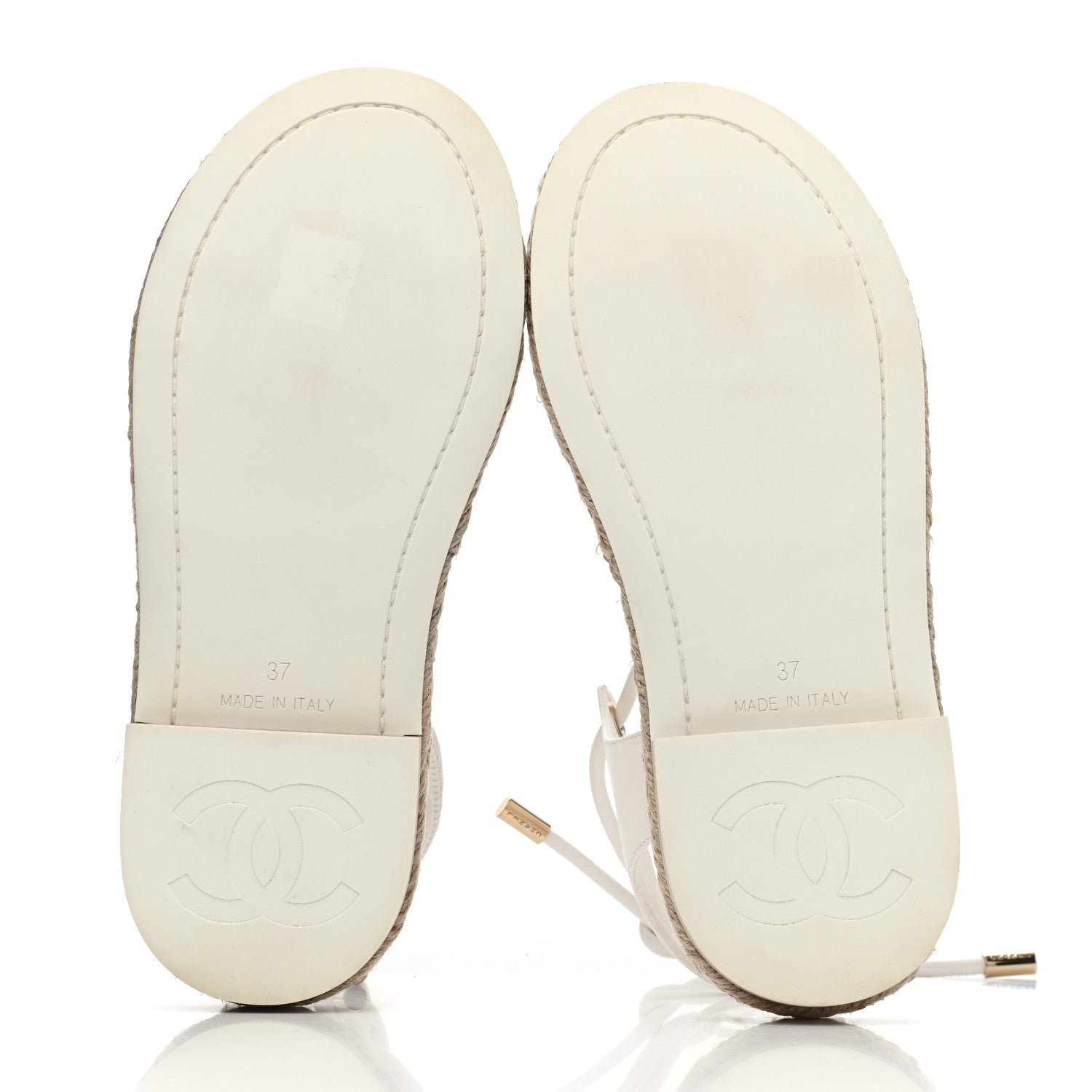 Chanel Lambskin Espadrille Sandals 37 White 4 of 4