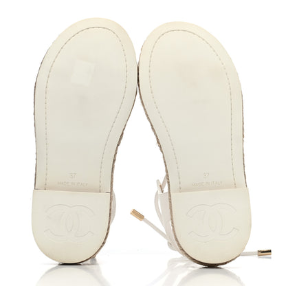 Chanel Lambskin Espadrille Sandals 37 White 4 of 4