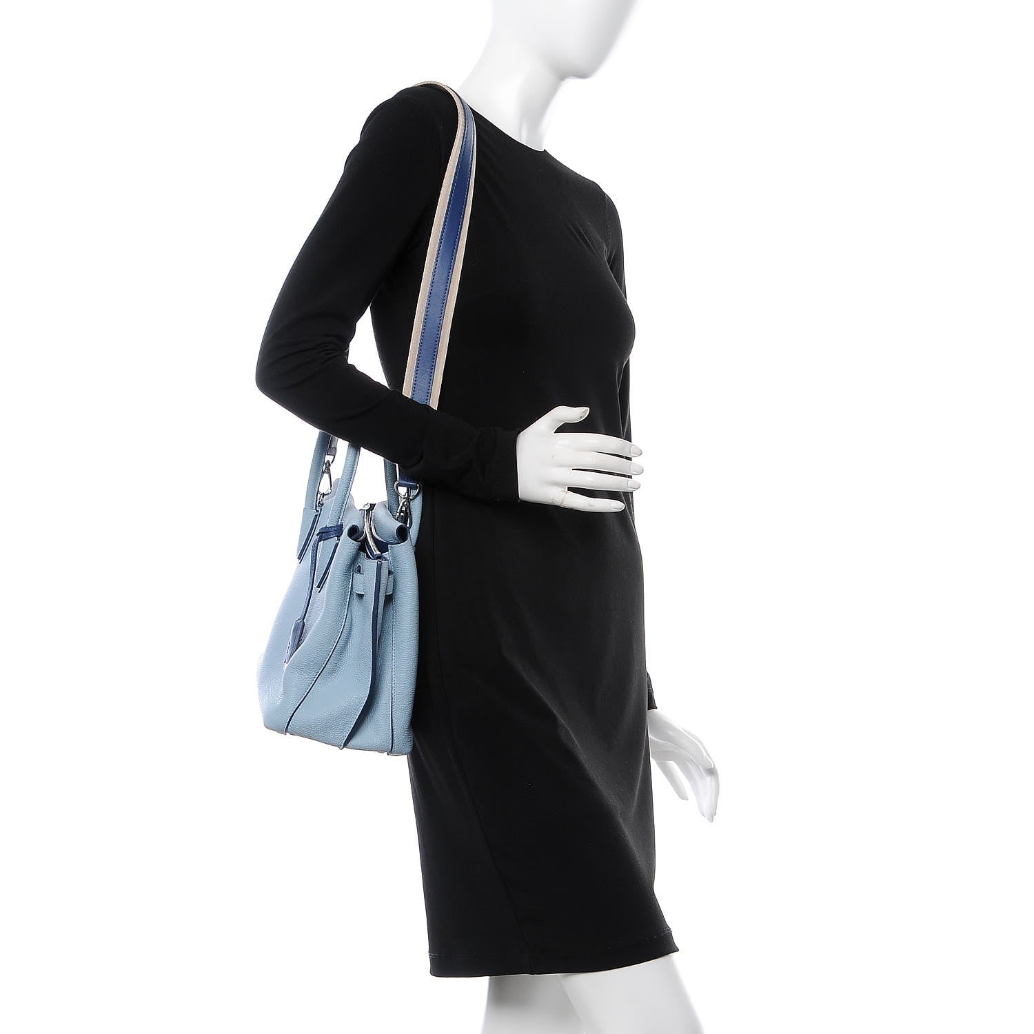 MCM Grained Calfskin Medium Milla Tote Sky Blue 2 of 7