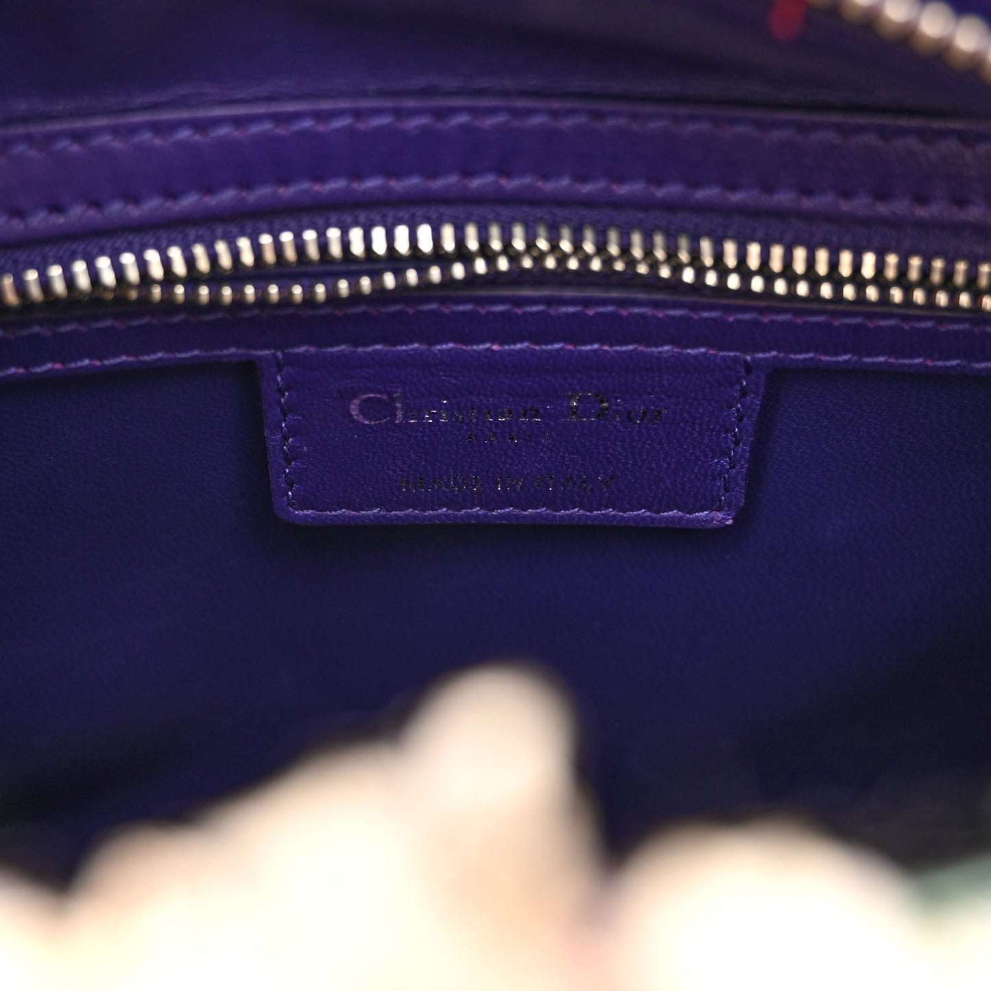 Tweed Fringe Medium Lady Dior Purple