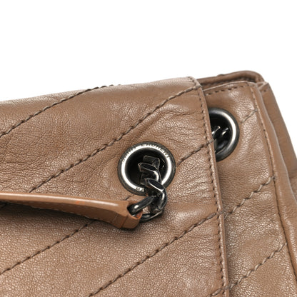 Saint Laurent Pebbled Lambskin Chevron Monogram Large Nolita Beige 13 of 13