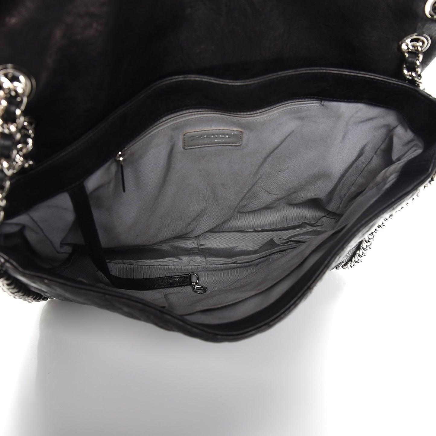 Washed Lambskin Quilted Maxi Chain Around Flap Black