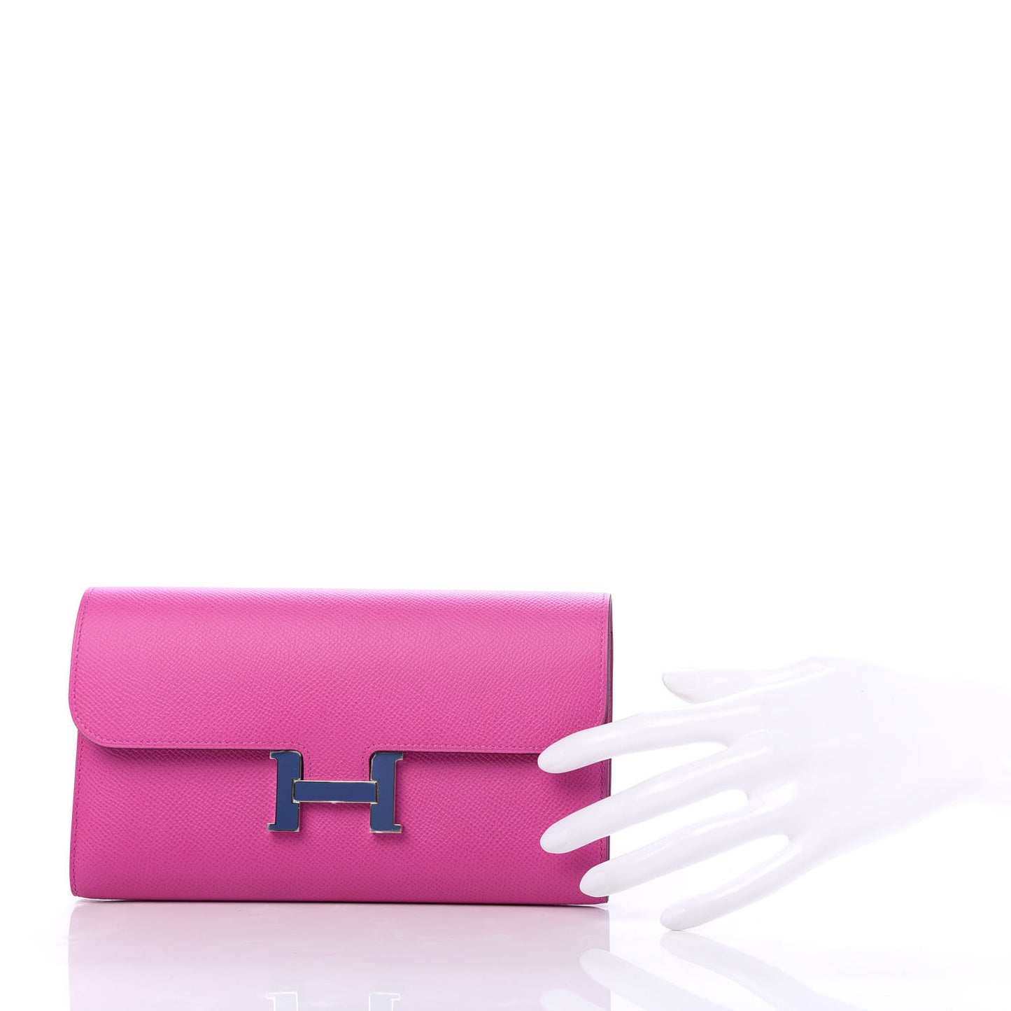Epsom Enamel Constance Long Wallet Magnolia Brighton Bleu