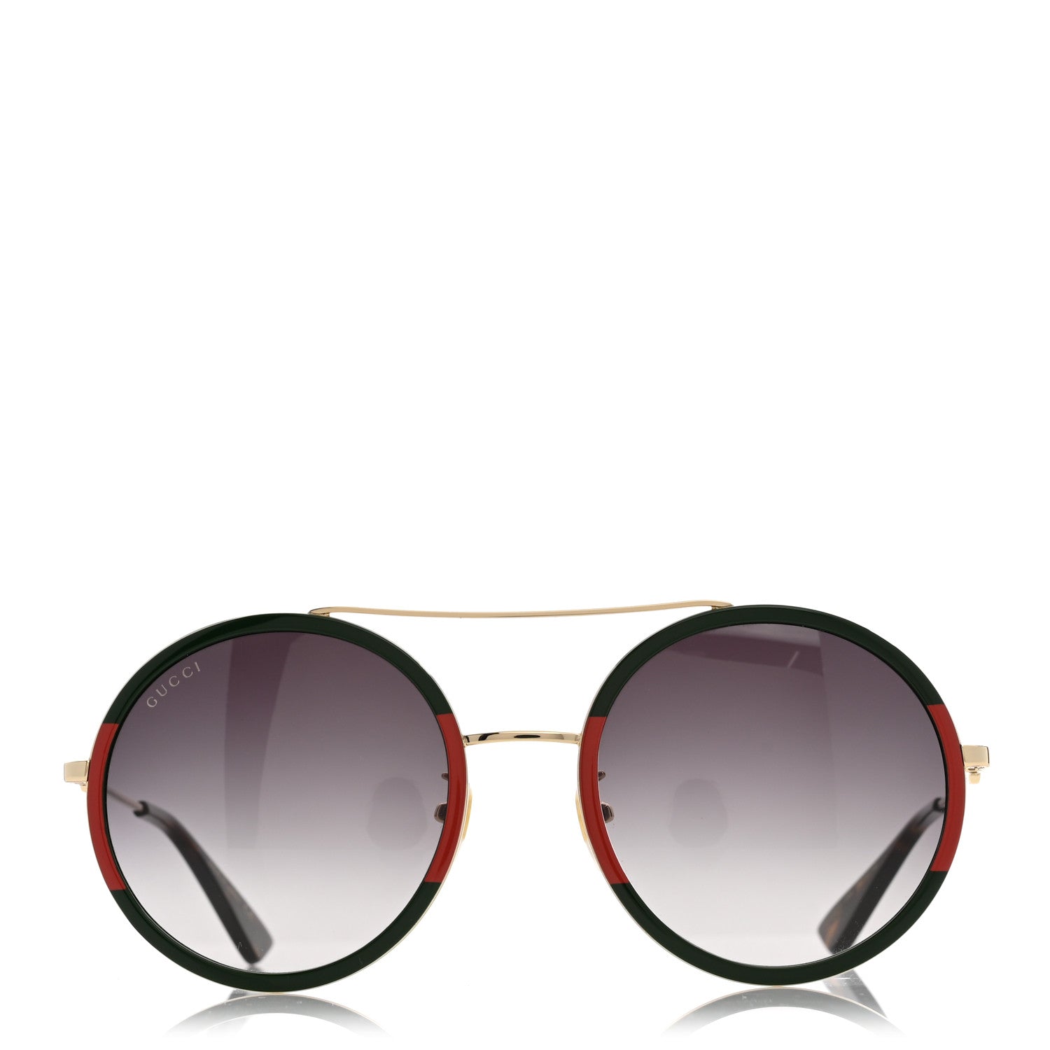 Gucci Metal Round Frame Sunglasses GG0061S Green Red 2 of 8