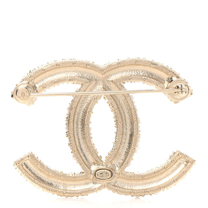 Chanel Crystal Pearl Caviar CC Brooch Gold 3 of 5