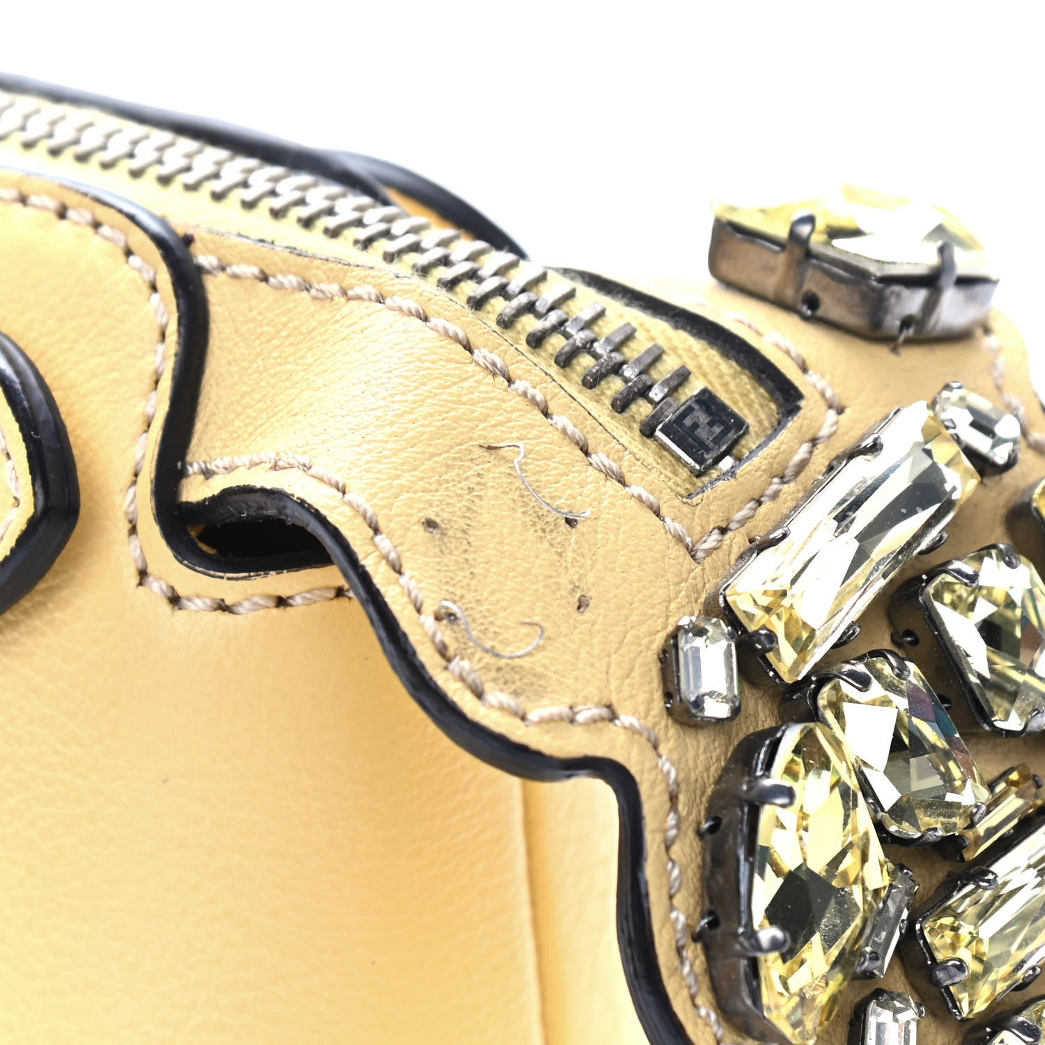 Fendi Vitello Dolce Crystal Croc Tail Mini By The Way Boston Bag Yellow 8 of 11