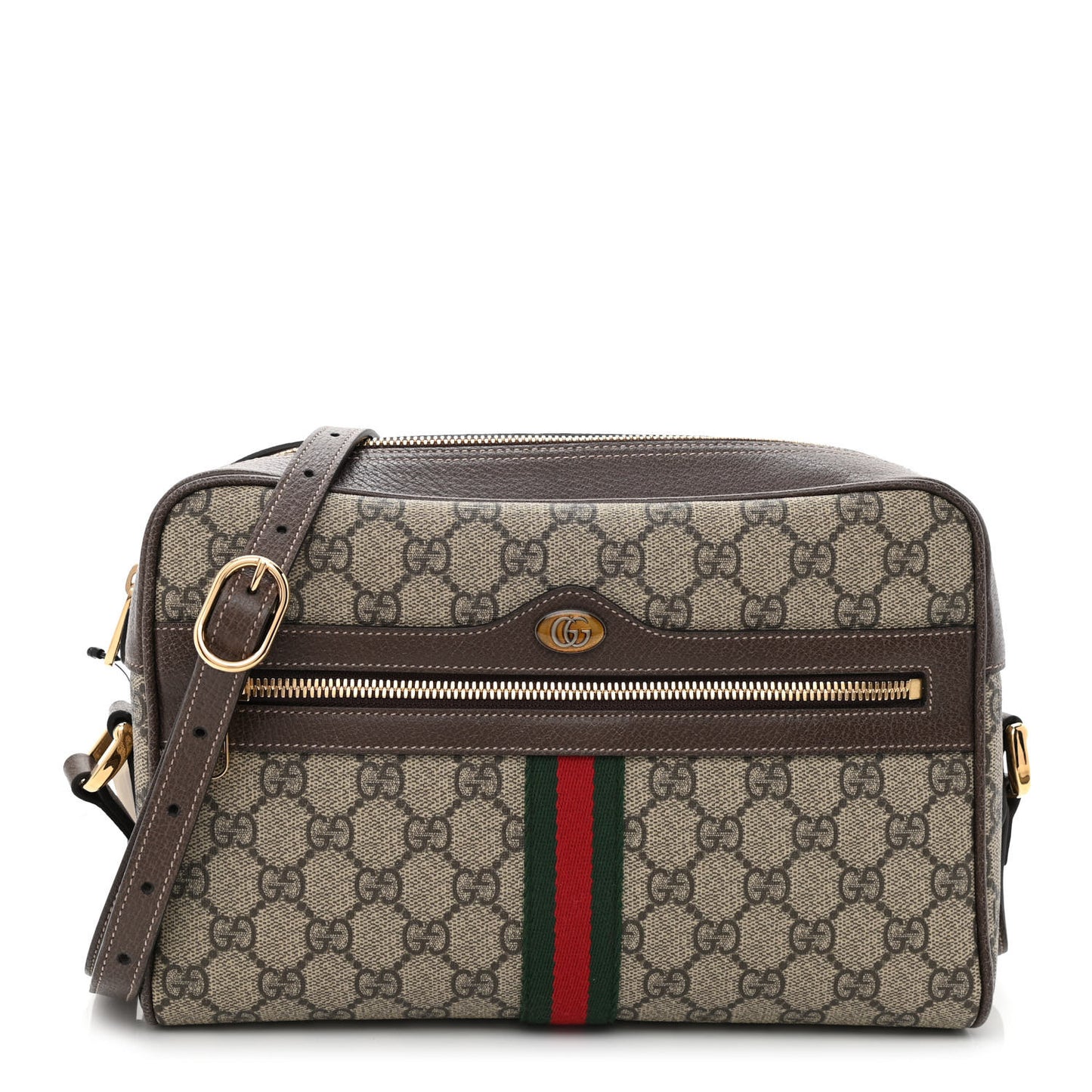 GG Supreme Monogram Web Small Ophidia Shoulder Bag Brown