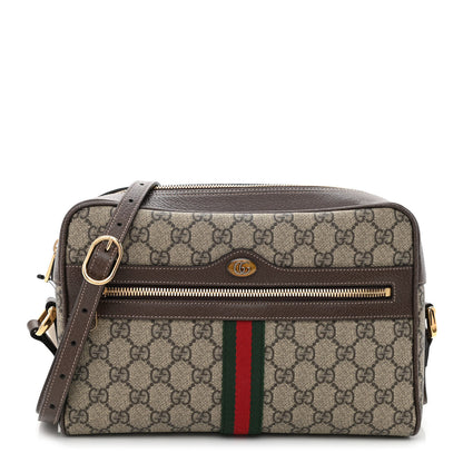 Gucci GG Supreme Monogram Web Small Ophidia Shoulder Bag Brown 1 of 10