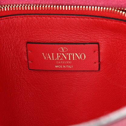 Valentino Garavani Pebbled Calfskin Rockstud Flip Lock Flap Messenger Raspberry 6 of 11