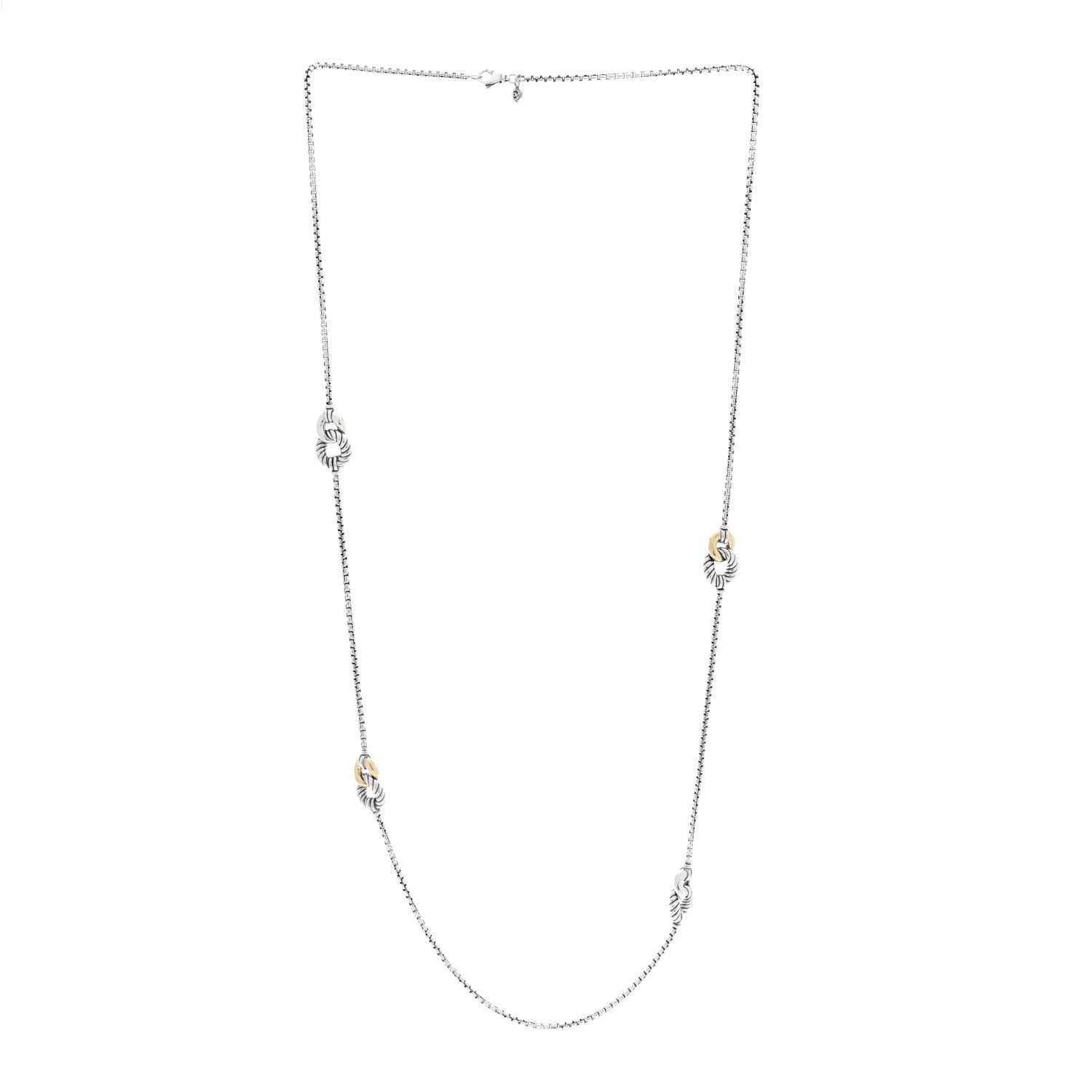 David Yurman Sterling Silver 18K Yellow Gold Belmont Station Necklace 3 of 4