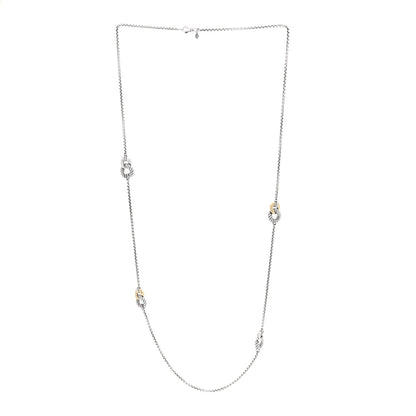 David Yurman Sterling Silver 18K Yellow Gold Belmont Station Necklace 3 of 4