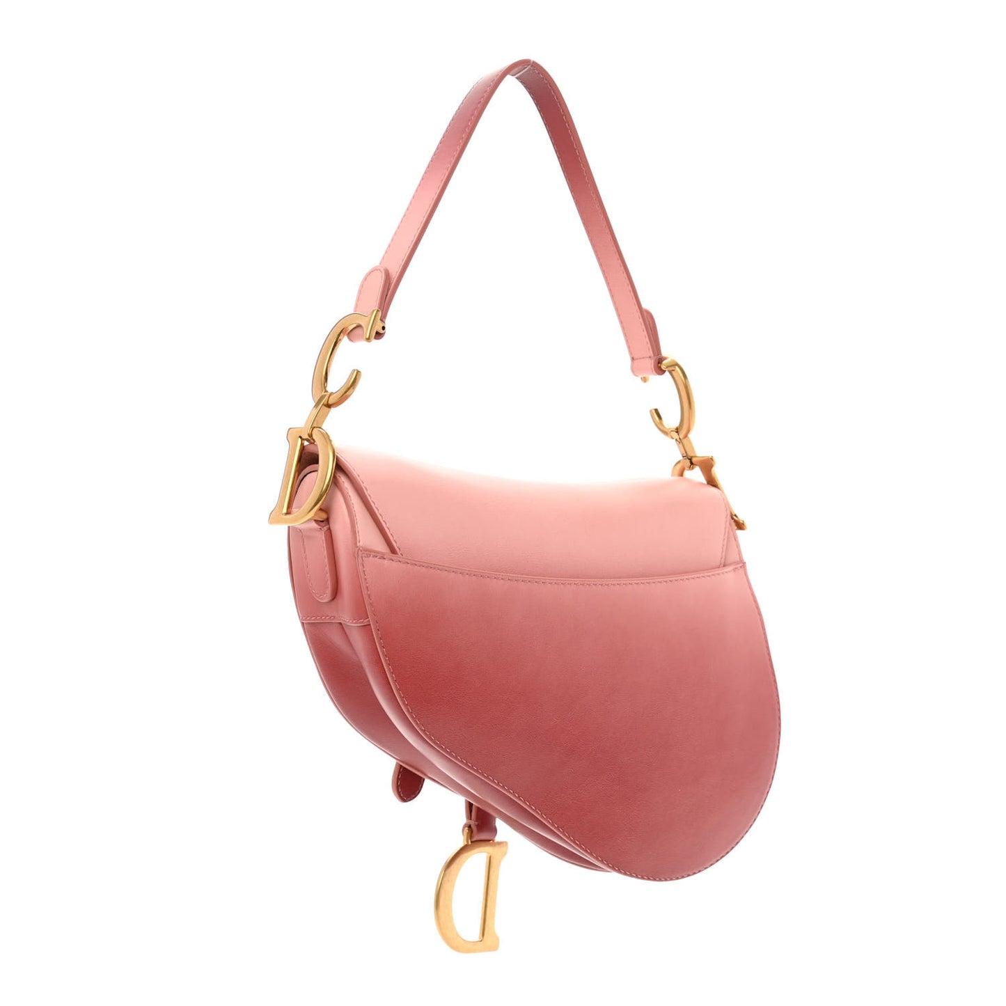 Gradient Calfskin Saddle Bag Pink