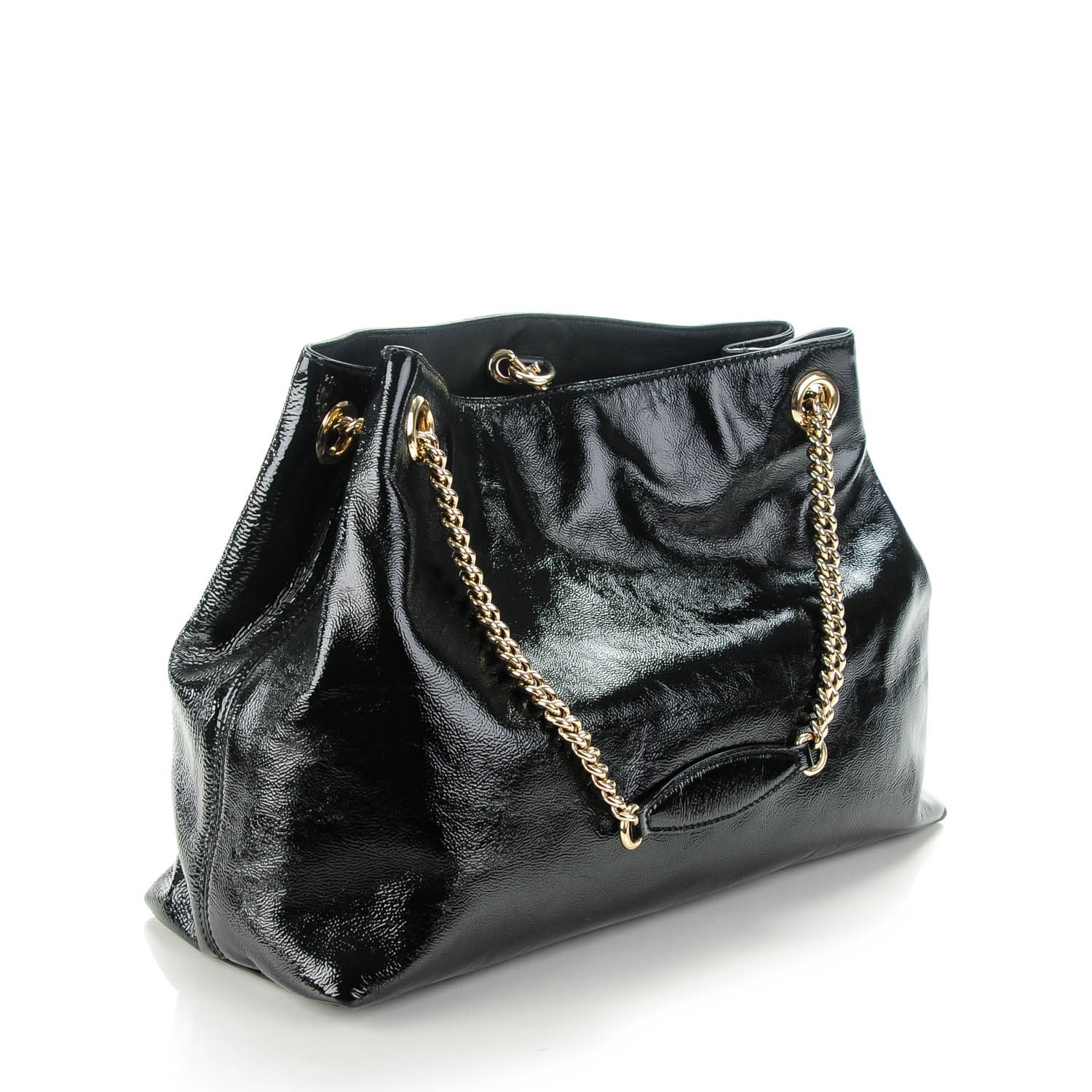 Gucci Patent Medium Soho Chain Shoulder Bag Black 3 of 7