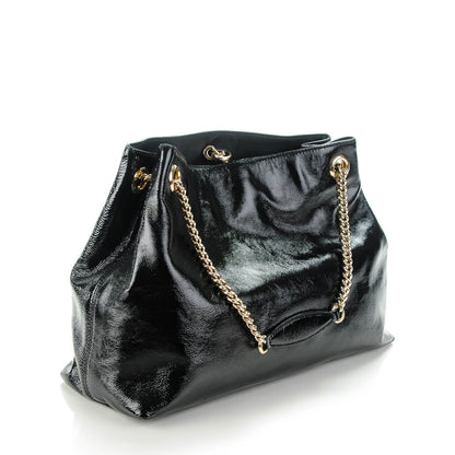 Gucci Patent Medium Soho Chain Shoulder Bag Black 3 of 7