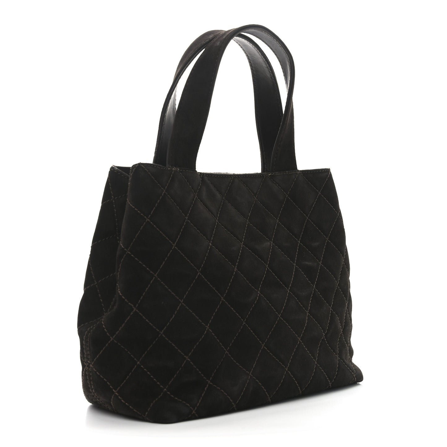 Suede Quilted Shopping Tote Brown