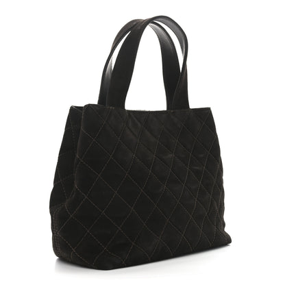 Chanel Suede Quilted Shopping Tote Brown 3 of 13