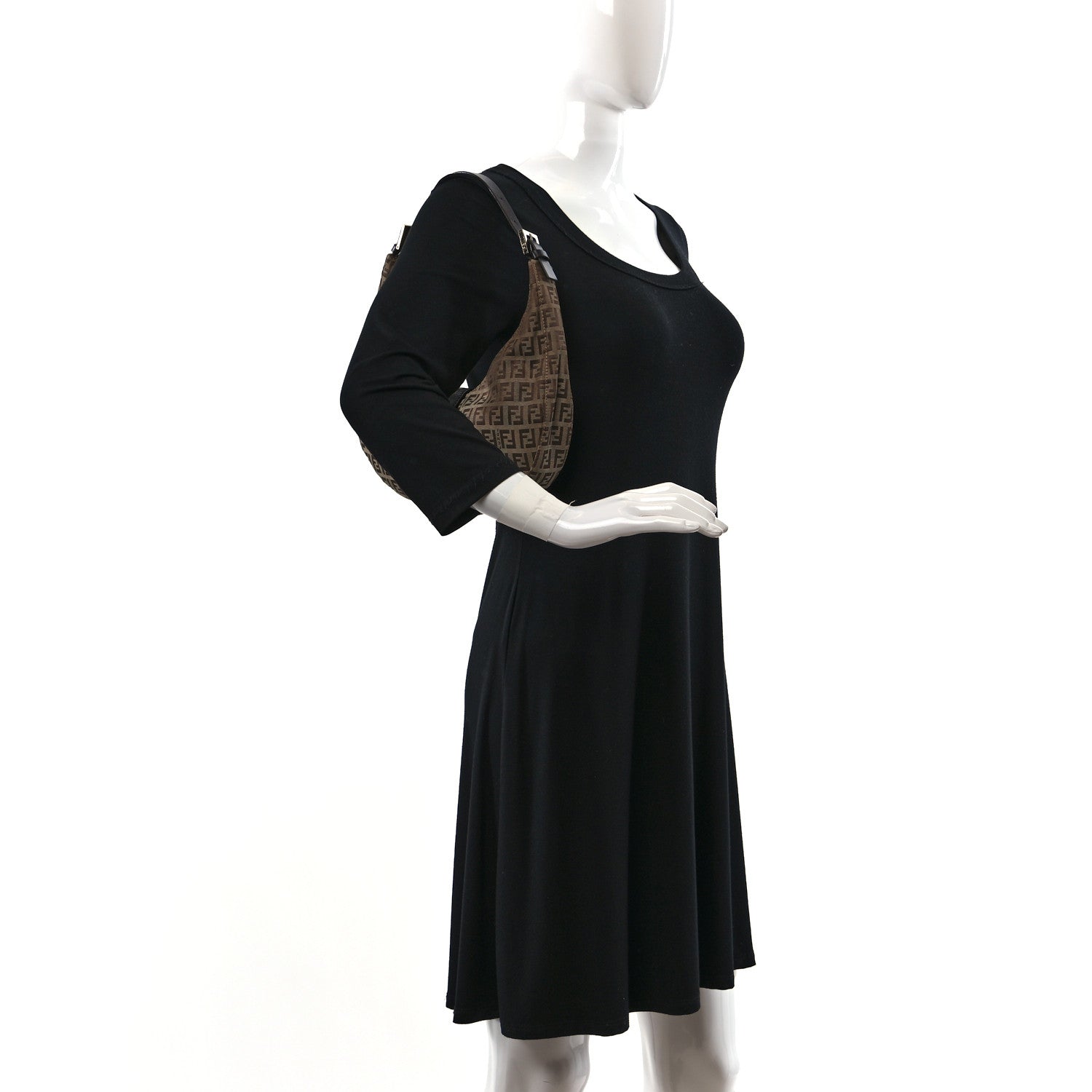 Fendi Zucchino Half Moon Baguette Brown 2 of 8