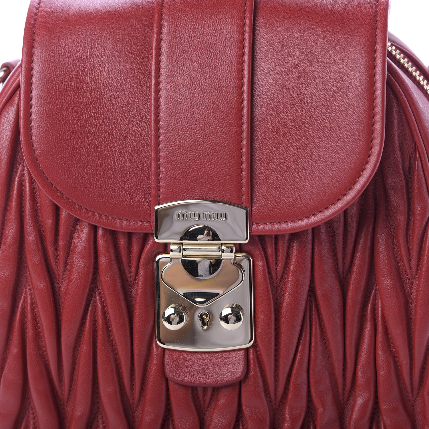 Miu Miu Nappa Matelasse Backpack Fuoco 8 of 8