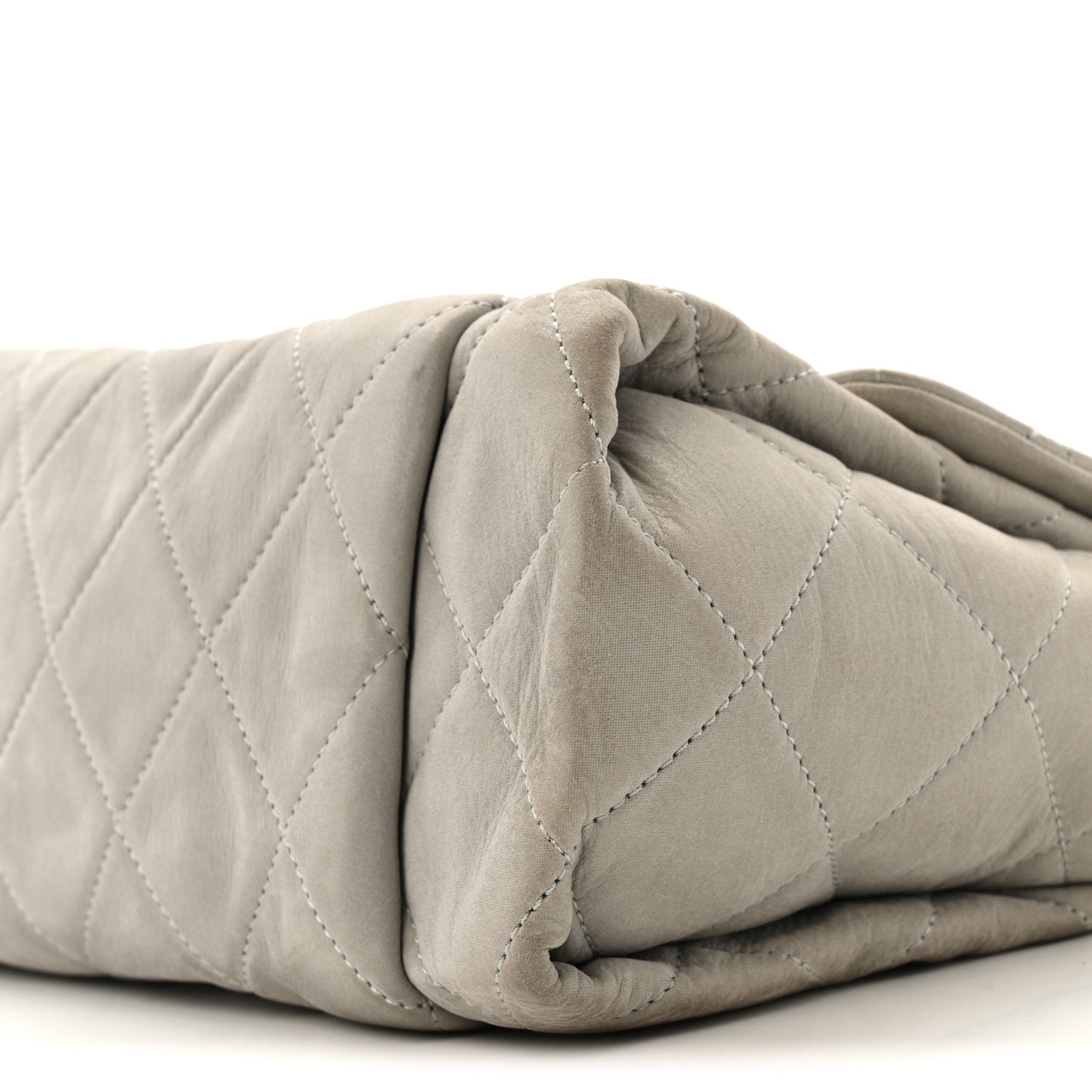 Iridescent Calfskin Quilted Large Accordion Flap Grey