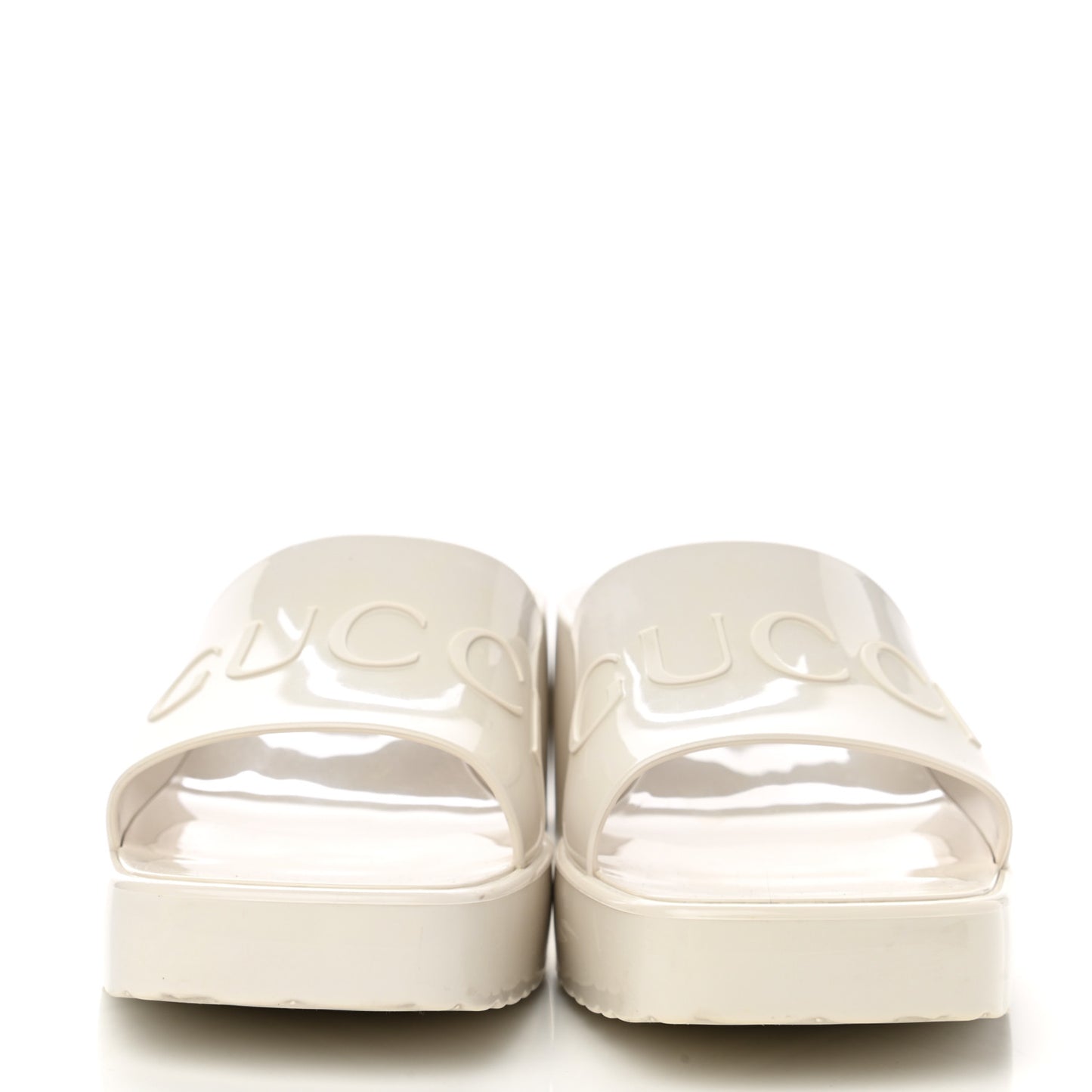 Rubber Gucci Logo Womens Platform 20/60mm Slide Sandals 37 Mystic White